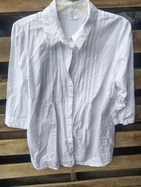 Classic White Pintuck Button-Down Blouse - Women